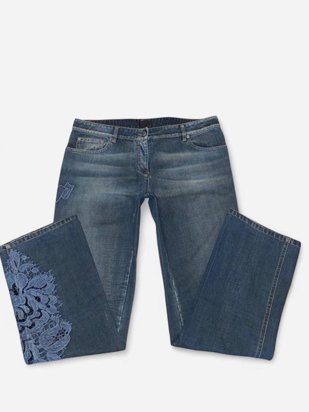 Fendi Vintage Low Rise Embroidered Jeans
